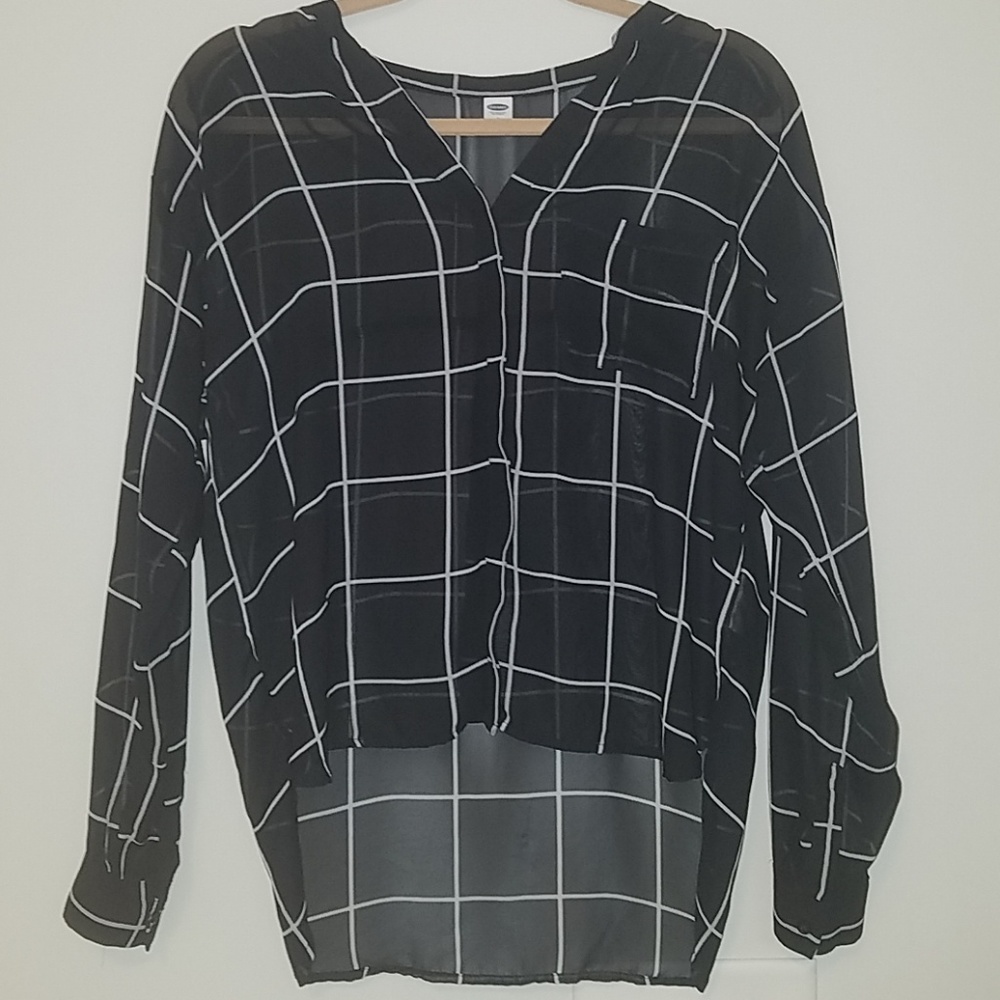 Black and white sheer top